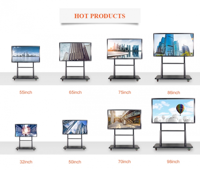 Professional 4K Interactive Touch Screen Monitor 75 Inch LED Touch Panel Durable