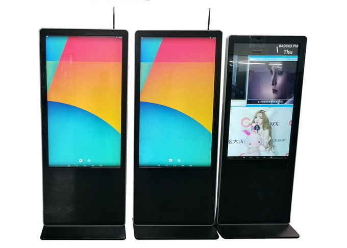 Network Wifi Advertising Monitors Lcd , Floor Standing Digital Advertising Screens